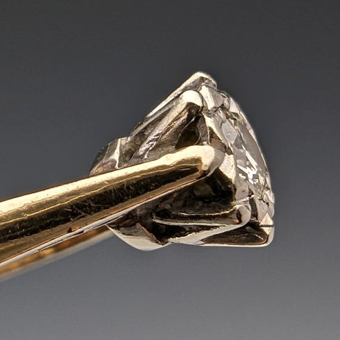 1980 British Vintage Jewelry 9ct Gold & Diamond Ring (Size 12) RandD